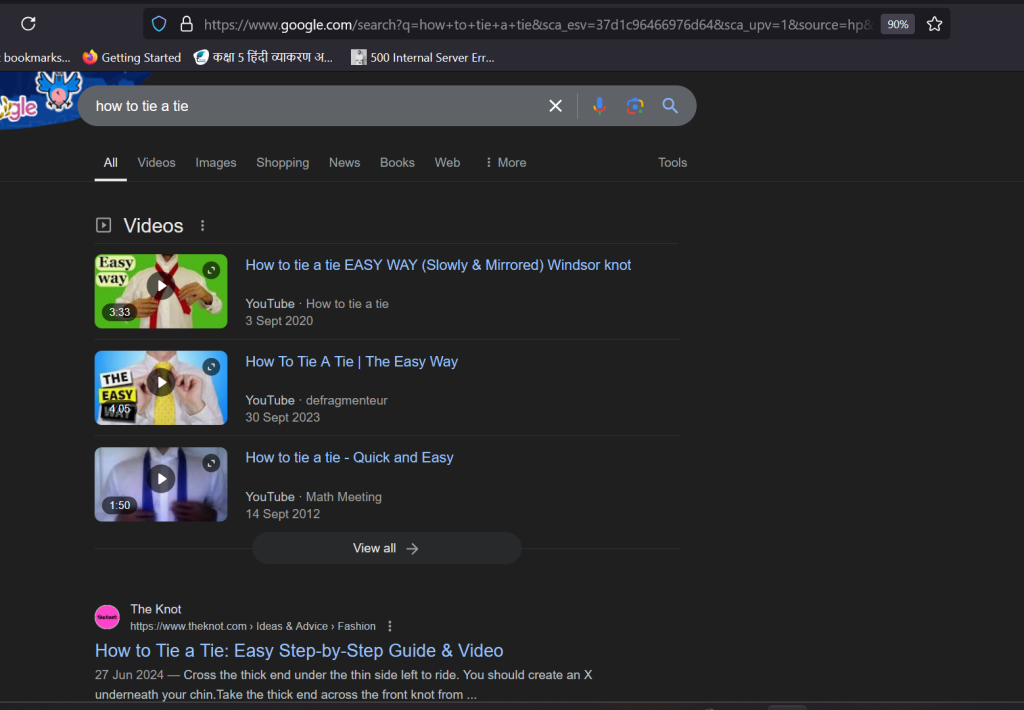 Google Search Result with video for How to tie a tie